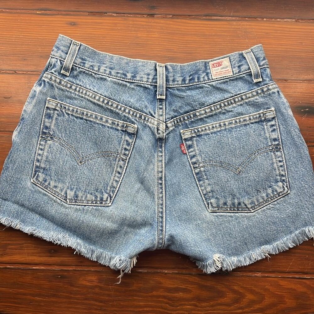 Vintage 90's Levi’s Dry Goods rigid denim hi rise cutoff jeans shorts sz 11 Jr. - Picture 6 of 6